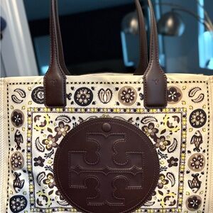 Tory Burch Brown and Cream Tote Bag